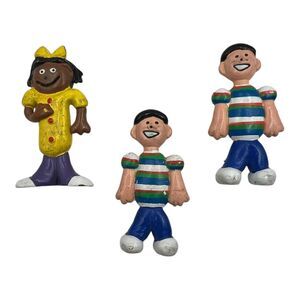 3 Vtg Lakeshore Pretend Play Learning Mini Figures People Dark Skin Twins LOT